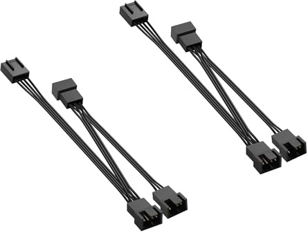 GINTOOYUN 2 Pcs 4 Pin/3 Pin PWM Chassis Fan Splitter Kabel 4 Pin/3 Pin 1 Buchse zu 3 Stecker PC Kühlleistung Splitter Verlängerungskabel für Chassis Lüfter, CPU Lüfter etc(1 bis 3)