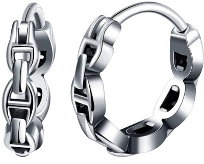Yumilok Fashion Stainless Steel Chain Earrings Hoops for Men Creative Chain Link Creole Earrings Diameter 1cm Accessories Jewellery for Teenager