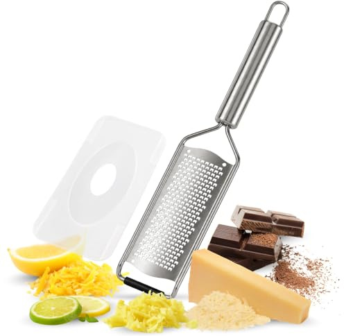 CHEFZOCO Rallador de Acero Inoxidable cocina, Rallador plano, Rallador de queso, Rallador multiusos, Rallador de cocina, Rallador de verduras, Rallador multiusos, Acero inoxidable, Longitud 30 cm