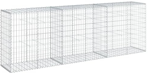 vidaXL Gabionkorg med skydd 300x50x100 cm galvaniserat järn, gabionkorg, stenmur, gabionmur, gabionkorgar, stenmurar, gabinmurar, gabionvägg