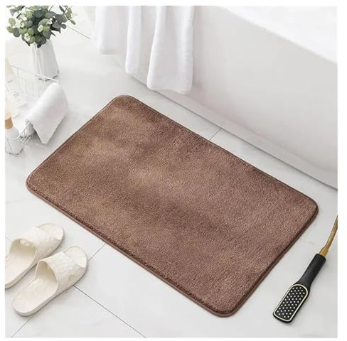 Kortran 1pc Fluffy Bathroom Bath Mat Non-slip Bathroom Carpet Door Mat for Bathroom Absorbent Carpet Bathtub Washbasin Machine Washable Pet Friendly (Blue, 40x60cm)(Brown,40x60cm)