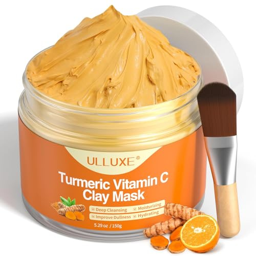 Kurkuma Vitamin C Tonmaske, Kurkuma Gesichtsmaske für dunkle Flecken, Mitesser, Vitamin C Maske Gesicht Zur Reinigung der Poren Verbesserung eines ungleichmäßigen Hauttons, 150g