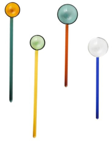 SECFOU 4piezas Cucharillas De Postre De Vidrio Cucharas De Cocina Diseño Elegante y