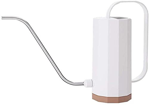Moderna regadera de acero inoxidable con boquilla larga para plantas en maceta de interior y exterior, maceta pequeña para plantas de casa, color blanco