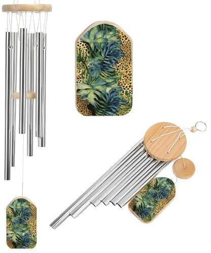 Windspiel mit Tier-Leopardenmuster, Dschungel, für draußen, einzigartige Aluminiumröhren, Gedenk-Windglocke, groß, tiefer Ton, Windspiel für Terrasse, Garten, Dekoration, Geschenk für Mutter, Frauen,