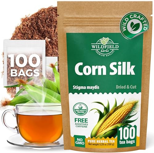 100 Bags Dry Corn Silk Tea Cornsilk Herb (Stigma maydis) - 100 Count 1.5g Tea Bags Corn silk Tea Bags Herbal Barba de maiz (Barba de Elote)