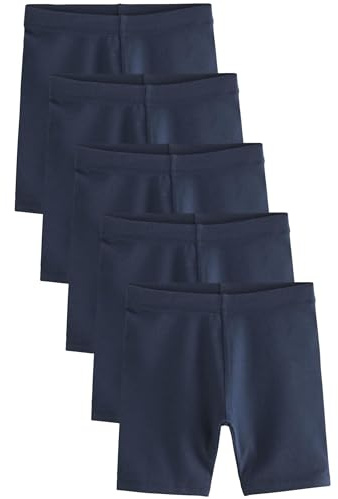 NEXT Niñas Pack de 5 Pantalones Cortos de Ciclismo elásticos con Alto Contenido de algodón y diseño más Largo Azul Marino 16 Años
