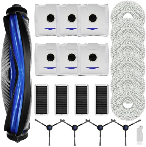 Cleptorize Kit d'accessoires pour ECOVACS DEEBOT N30 PRO OMNI/ N30 PRO/ N30 OMNI, Pièces de Rechange 1 Brosse Principale, 6 Serpillières, 6 Sacs à Poussière, 4 Filtres HEPA, 4 Brosses Latérales