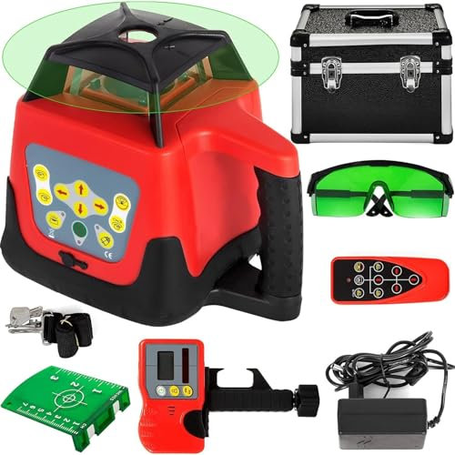 YYLHJW Kit de Niveau Laser Rotatif avec Fonction d'auto-nivellement - Appareils de Mesure extérieurs et industriels idéaux, portée de 500 m