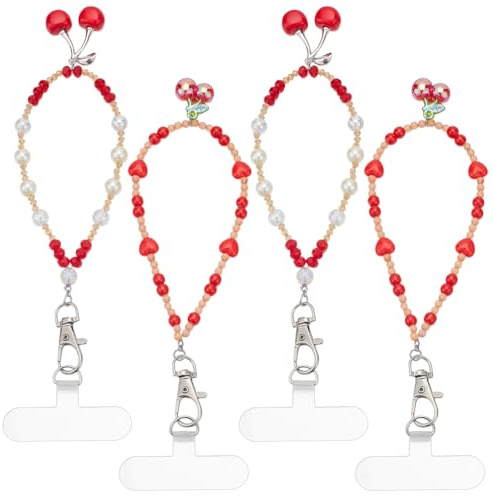 HOBBIESAY 4Pcs Phone Charms Acrylic Mobile Straps Phone Wrist Strap Cute Cell Phones Lanyard Straps Wrist Strap for Bag Airpods Camera Pendants Phones Case Decor