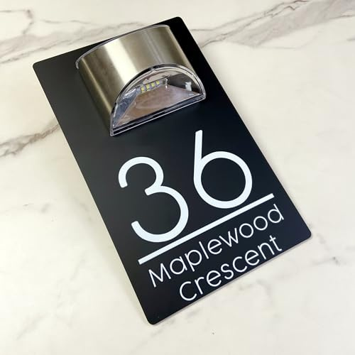 Panneau solaire LED pour porte de maison - Imperméable et lumineux - Design moderne - Chiffres d'adresse murale d'extérieur pour la maison ou les entreprises (Matte Black & font 3)