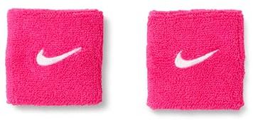 Nike Swoosh Classic Wristbands 2-Pack Sweatbands Tennis Fitness Running Wristbands Sports, Vivid Pink/White, One Size