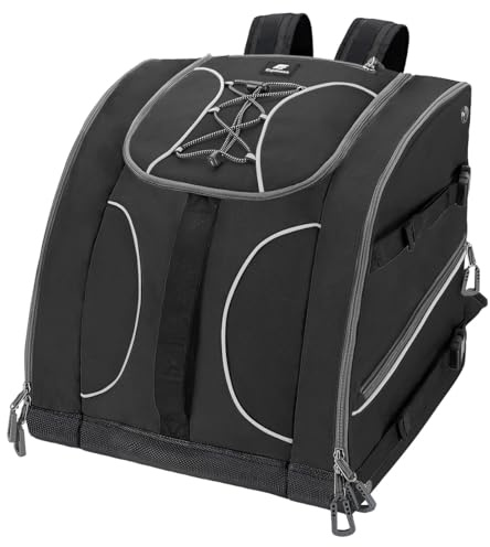 Expansea Skischuhtaschen mit Helmfach und Rucksackgurten, 55L Skirucksack Skischuhrucksack - Wasserdichter Außen und Unterseite, Skitasche für Skistiefel, Brille, Schlittschuhe, Snowboard
