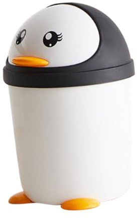 ELAYARD Papelera de Coche Tapa Abatible de Pingüino, Pp Blanco