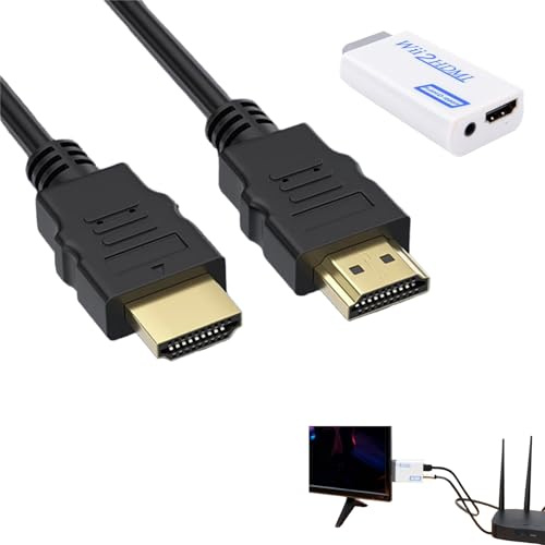 CeoxThao Wii HDMI Adapter - Wii to HDMI Converter for 1080P/720P HD Output with 3.5mm Stereo Audio Socket, Includes 1.5m HDMI Cable, Wii Hdmi Adapter for Smart TV, Plug and Play Hdmi Adapter