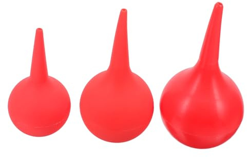 COLLBATH Lot De 3 Poires Lavage Des Oreilles Rouge 30ml, 60ml, 90ml Ampoules Antidérapantes Coniques Robustes Pour Aspiration Soin Auriculaire Adultes Et Personnes Âgées