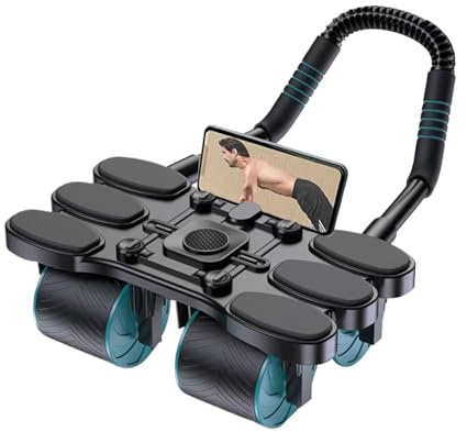 Bauchroller | 4-Rad Automatischer Rebound Ab Übungsroller - Fitnessgerät mit Kniepolster für Indoor Outdoor Krafttraining Rumpfmuskulatur Aufbau