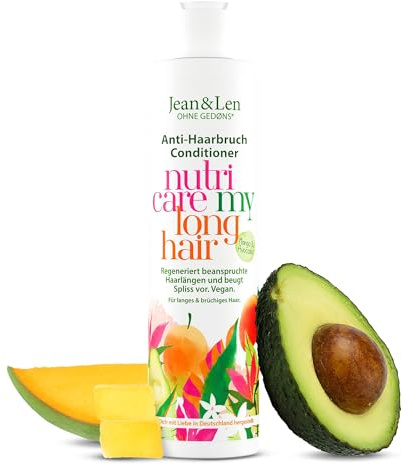 Jean&Len Conditioner Nutri Care Mango & Avocado, vegan, 300 ml | für langes & geschädigtes Haar, wirkt Haarbruch entgegen, verbessert das Feuchthaltevermögen, ohne Parabene & Silikone