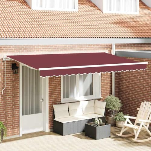 Toldo para balcón, toldo para el sol, toldo para terraza, toldo retráctil burdeos, 400 x 200 cm, para terrazas, restaurante de jardín, fácil montaje