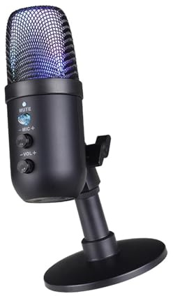 RGYBAO Microfono da tavolo a condensatore USB per computer cantare gioco cancellazione vocale microfono con cancellazione USB