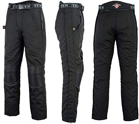 Texpeed Mens Motorcycle Waterproof Overtrousers Motorbike Moped Scooter Rain Biker Pants With Black CE Armour (EN 1621-1) 34W / 34L