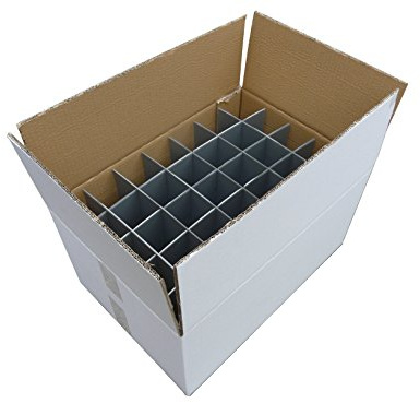 Glassware Storage Box | Champagne Flute Box - Pack of 2 | Strong - Double Walled Cardboard Box | 35 Cells | Glass or item max width 64mm, glass max height 250mm | box ref. 240-35-C