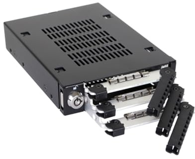 ICY DOCK ToughArmor MB993SK-B Rack móvil, Robusto gabinete de Rack metálico Intercambiable en Caliente para 3 x SSD o 2.5 SATA/SAS HDD en 3.5 Bay