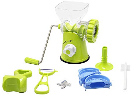 Huanyu Macchina per salsiccia manuale per uso domestico Tritacarne a mano Macchina per salsiccia Tritacarne per carne, pepe, arachidi, biscotti, ect (con accessorio B)