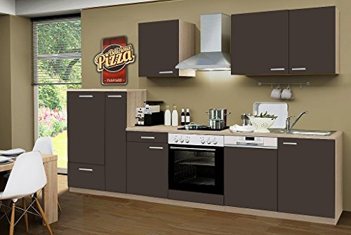 idealShopping GmbH Küchenblock ohne Elektrogeräte Classic 310 cm in lava matt (Geschirrspüler geeignet)