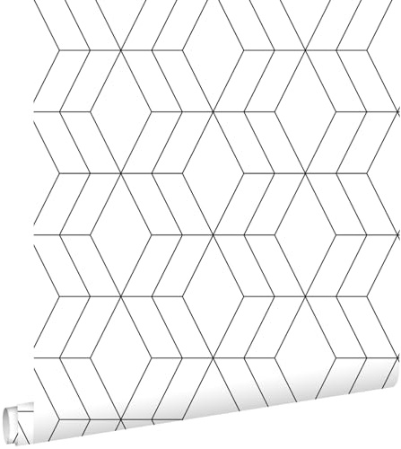 papier peint art déco blanc et noir 53 cm x 10.05 m - ESTAhome