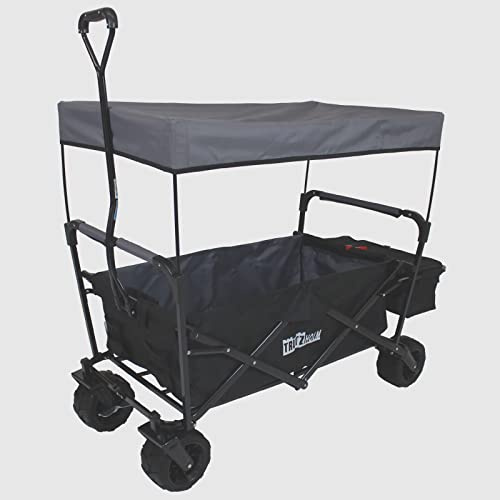 TRUTZHOLM Bollerwagen faltbar mit Dach 105 l Handwagen Gerätewagen Transportkarre Transportwagen drehbare Vorderräder 75 kg Tragkraft