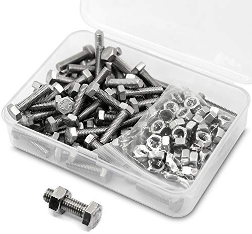 M5*20mm 60 Stück 304 Edelstahl Sechskantschrauben Bolzen und Muttern set, Maschinenschrauben schrauben