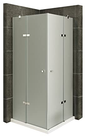 Mampara de Ducha Alice 80x120x190cm |NO REVERSIBLE| Puertas Abatibles, Ajuste 79,3-81,3x119,3-121,3cm|Perfiles cromados, Cristal Satinado 6mm