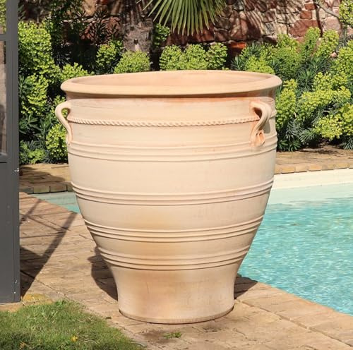 Palatina Keramik, riesiges frostfestes XXL Terracotta Pflanzgefäß Übertopf | 90 cm winterfester Blumenkübel Pflanzentopf Garten Außen Rosa 90