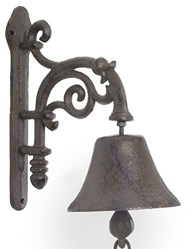 Moritz Türglocke Laterne 45 cm Gusseisen Wandglocke Gartenglocke antik Deko | Industrial-Charme für Vintage-Fans – wetterfest, mit Zugkordel und Klöppel, heller Klang, als Geschenk