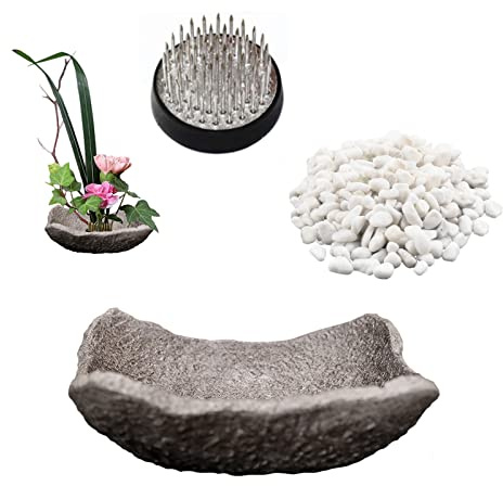 WANDIC Fournitures d'arrangement floral, grenouille ronde et pot de fleurs en céramique en forme de carrelage pour arrangement floral Ikebana, décoration de la maison et du bureau (bord standard)