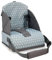 Asalvo TRONA DE VIAJE Portatil para bebés, Asiento elevador para comer, Plegable, Arnés de seguridad, Bolsillo incorporado, Respaldo 25 cm, Desde 6 meses hasta 15 kg, Estrellas Gris