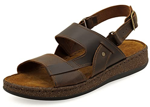 45 Braun Emmanuela Antike griechische Leder Sandalen für Herren, handgefertigte Herren Sandalen mit offenen Zehen, Qualität verstellbare Schnalle Sommerschuhe in Schwarz, Braun, Beige