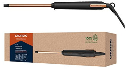 GRUNDIG NaturaShine HS 7230 Lockenstab, Hairstyler, 10 mm Durchmesser, Keramikbeschichtung mit Macadamia- und Kokosöl, 5 Stufen, von 130 °C bis 210 °C, schnelle Aufheizzeit, Schwarz/Roségold