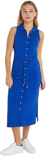 Tommy Hilfiger Mujer Vestido tipo Polo Slim Fit, Azul (Ultra Blue), L