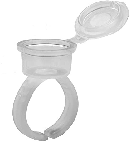 zalati Lot de 50 anneaux d'encre de tatouage avec capuchon pour maquillage permanent pour sourcils, colle - Transparent