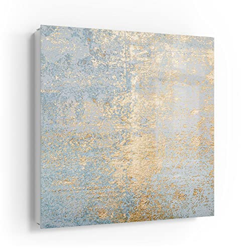 DEQORI Cassetta portachiavi bianca, 30 x 30 cm, motivo parete con struttura dorata, in vetro e metallo, con 50 ganci + 2 magneti, moderna scatola magnetica e scrivibile