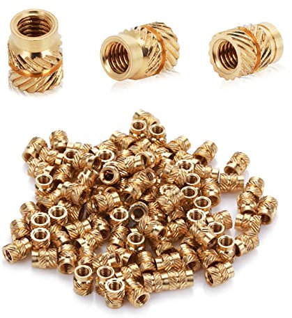 Prasacco 100 Stück Gewindeeinsatz, M3 Einpressmutter Messing Gewindebuchsen Innengewinde Rändelmuttern Einpressmutter