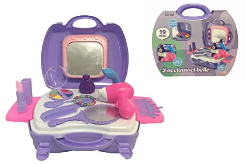 Set Bellezza Gioielli Capelli Principessa Bambina Valigetta Parrucchiera Trucchi Set di Gioielli per Ragazze Principessa Giocattoli Kit Regalo con Asciugacapelli Phon Spazzola Accessori Acconciature