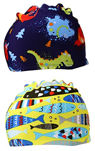SCJJZ bonnet et bain pour enfants, filles et garçons (motif poisson tropical et dinosaure)