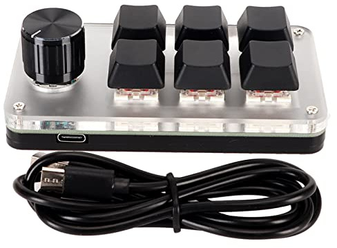 Tastiera Macro per PC Desktop, 3/4/6/9/12 Tasti USB Office Gaming Manopole per Tastiera Meccanica con Albero Rosso Personalizzato, Tasti di Scelta Rapida Personalizzati per il (6 chiavi con 1 pomello)