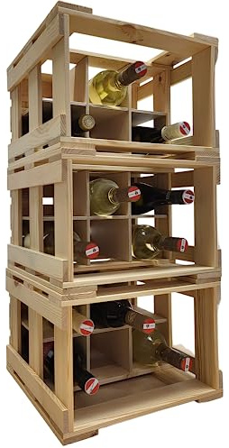 KF-Holz Weinträger Holz für 6 Flaschen - Weinregal Holz - Weinaufbewahrung Keller - Flaschenträger Holz - Weinregel handgemacht