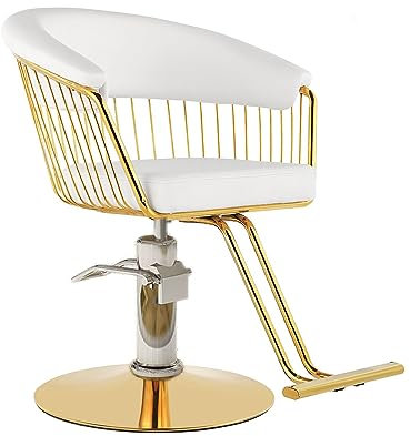 360 Grad drehbarer Friseurstuhl, hydraulischer Haarstuhl, belastbar, 150 kg, Weiß – Premium-Qualität Salonstuhl für Friseurläden