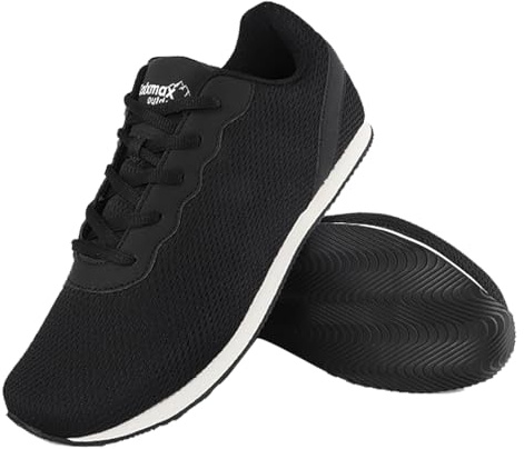 Knixmax Outdoor Extra Breit Straßenlaufschuhe Trainers Schwerlast Herren Leichte Diabetische Schuhe Bequeme Wanderschuhe Breite Füße Sneaker rutschfeste Schnürung Laufschuhe Schwarz EU45
