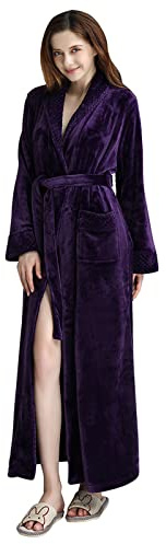 MJGkhiy Vestaglia Donna Pile Invernale Caldo Caldo Manica Lunga Fleece Accappatoio Pigiama Kimono Vestaglia Con Cappuccio Comodo Abbigliamento Da Notte Loungewear Peluche Accappatoio